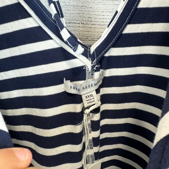 Free Assembly Plus Size Blue White Striped Short Sleeve Mini Dress Size XXXL - Picture 6 of 7